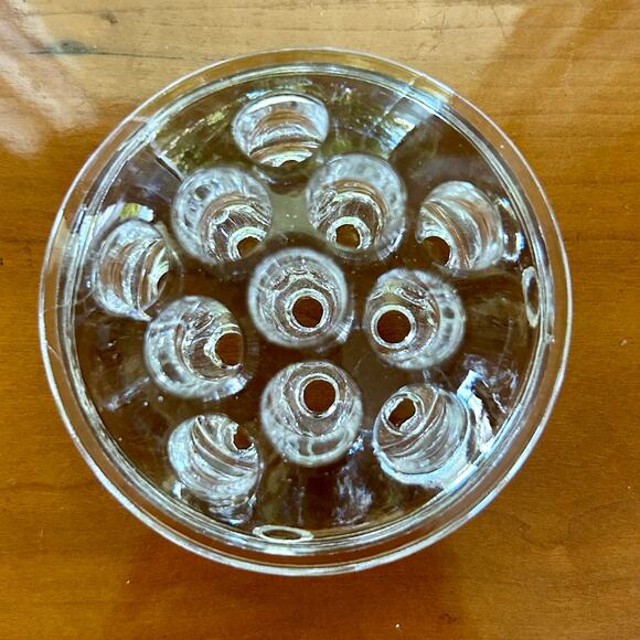 Vintage Clear Glass Flower Frog – 3” Round Floral Arranger - Picture 2 of 8